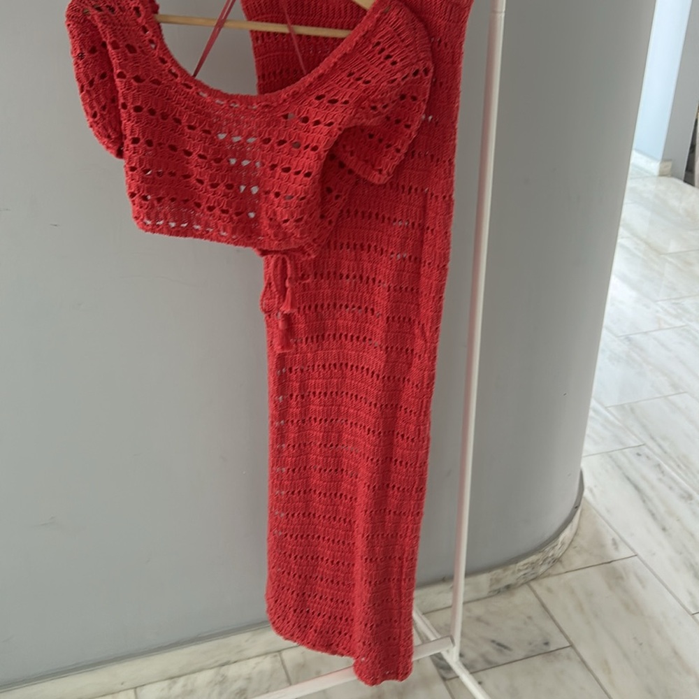 L*Space Coral Crochet Swim Set - Beach Vacation Dress - Picture 6 of 12
